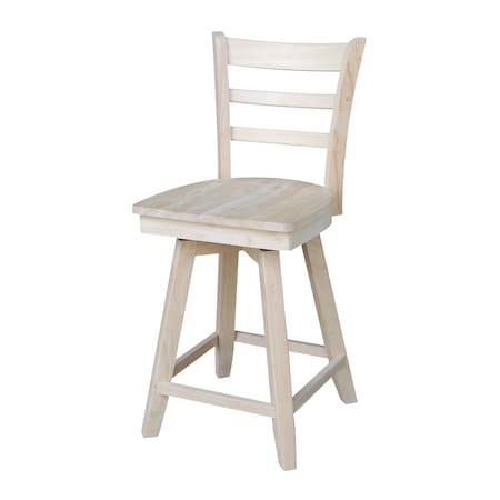 International Concepts Emily Counter Height Stool, 24" Seat Height, with Swivel, Unfinished S-6172SW